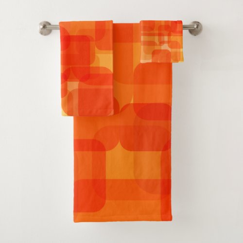 Vibrant Contemporary Abstract Modern Art Orange Bath Towel Set