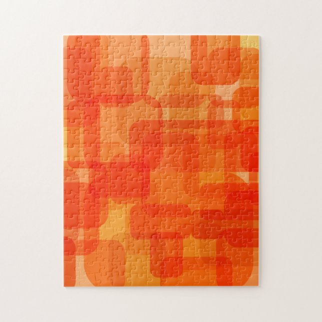 Vibrant Contemporary Abstract Modern Art Orange Jigsaw Puzzle (Vertical)