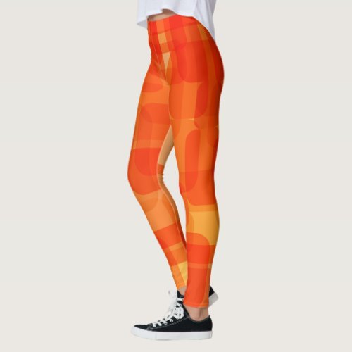 Vibrant Contemporary Abstract Modern Art Orange Leggings