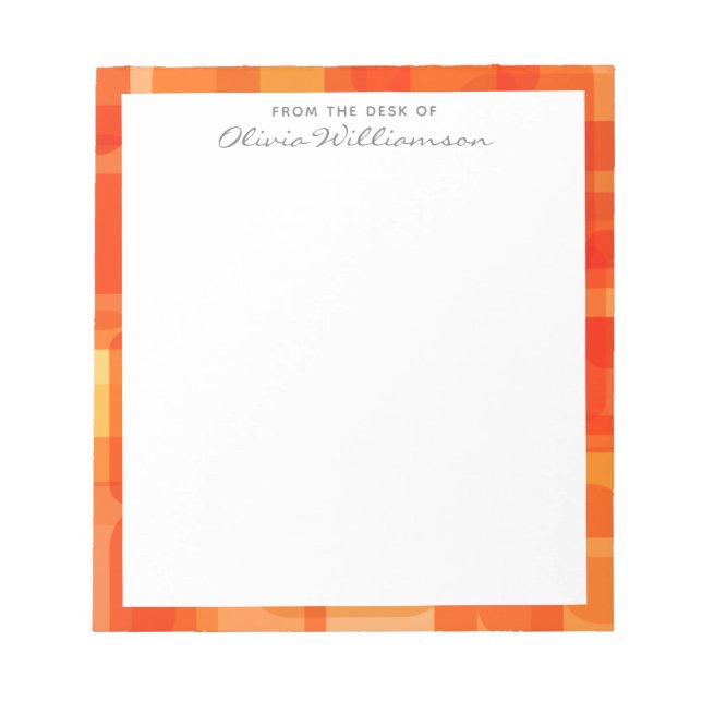 Vibrant Contemporary Abstract Modern Art Orange Notepad (Front)