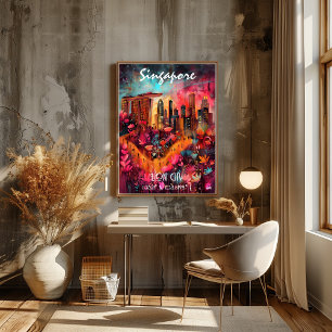 Vibrant Contemporary Art - Singapore Poster