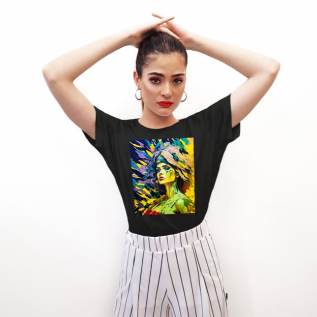 Vibrant Cool Girl Portrait - Modern Art T-Shirt (Creator Uploaded)