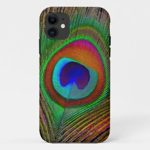 Vibrant Copper Peacock Feather iPhone 11 Case