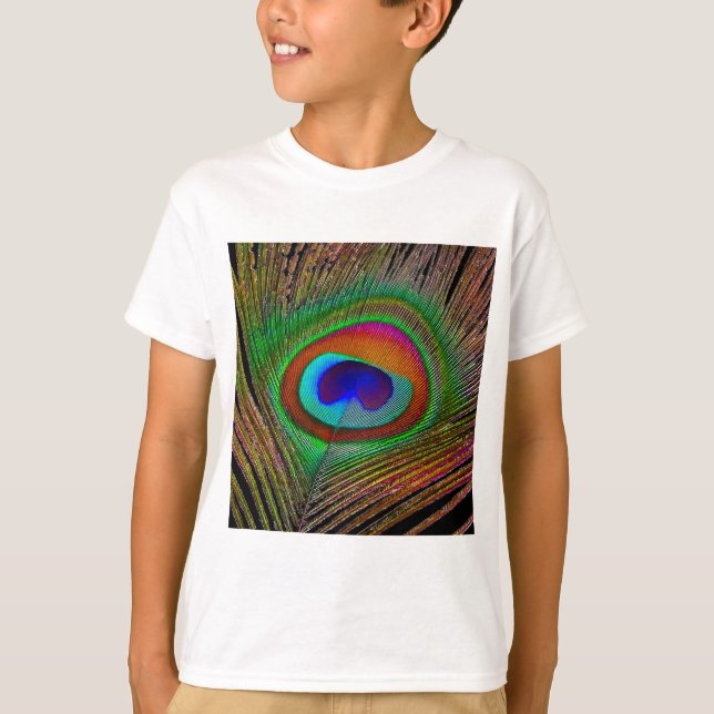 Vibrant Copper Peacock Feather T-Shirt (Front)