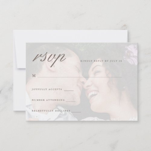 Vibrant Coral Back with Front Photo Wedding Rsvp