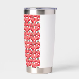 Vibrant Coral Floral Pattern Bold Red Flowers Insulated Tumbler