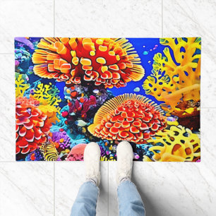 Vibrant Coral Reef Sea Wonder Art Doormat