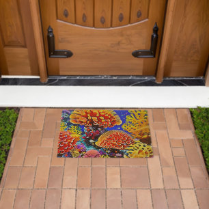 Vibrant Coral Reef Sea Wonder Art Fiber Doormat