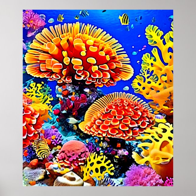 Vibrant Coral Reef Sea Wonder Art Poster (Front)