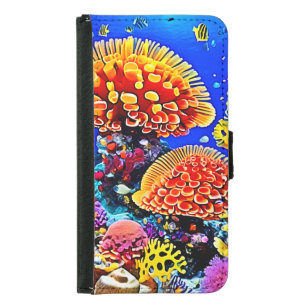 Vibrant Coral Reef Sea Wonder Art Samsung Galaxy S5 Wallet Case