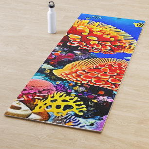 Vibrant Coral Reef Sea Wonder Art Yoga Mat
