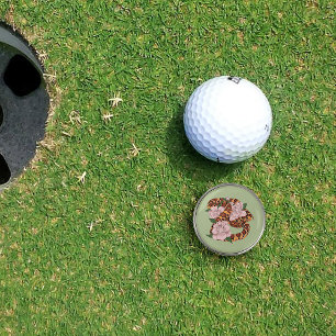Vibrant Corn Snake Pink Peony Flowers Green Golf Ball Marker