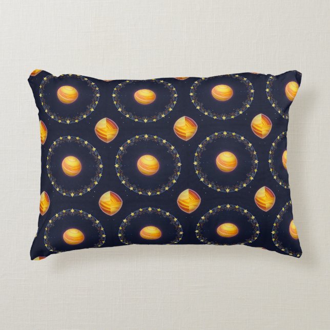 Vibrant Cosmic Artwork Accent Pillow (Front)
