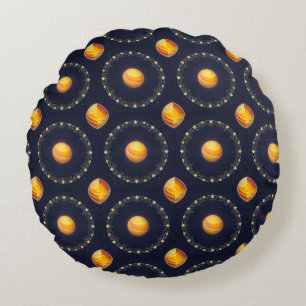 Vibrant Cosmic Artwork Round Pillow