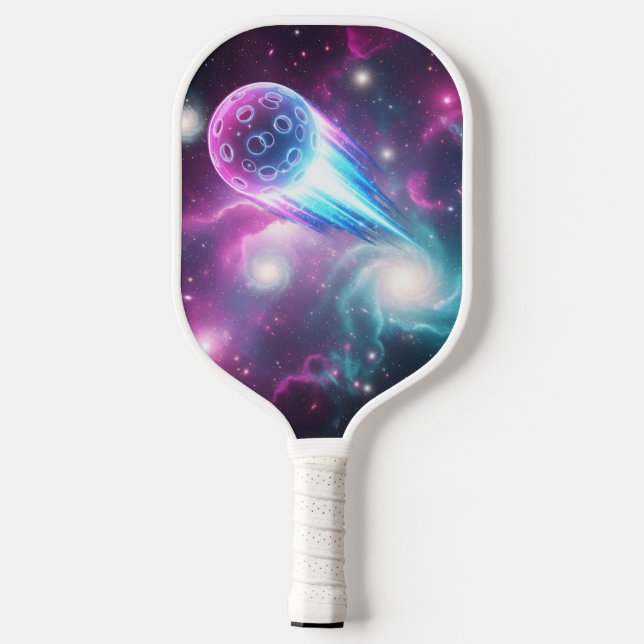 Vibrant Cosmic Galaxy Nebula Glowing  Pickleball Paddle (Back)