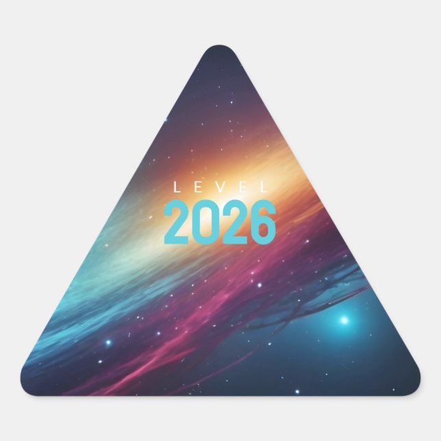 Vibrant Cosmic Space Neon Abstract Glowing Galaxy Triangle Sticker (Front)