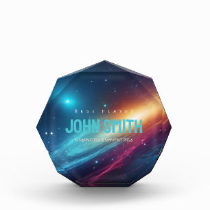 Vibrant Cosmic Star Abstract Neon Galaxy Trophy Acrylic Award