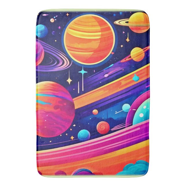 Vibrant Cosmic Symphony design Bath Mat (Front Vertical)