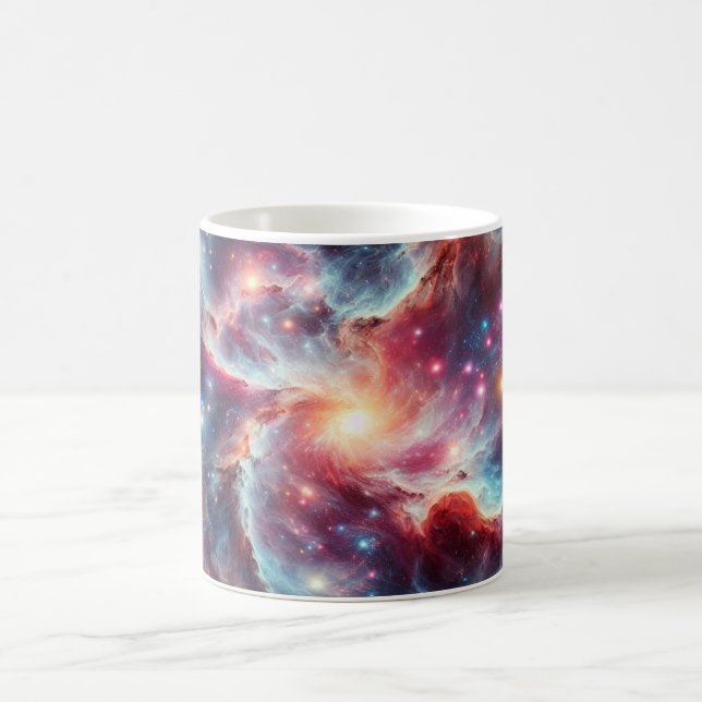 Vibrant Cosmic Vortex Galaxy Space Nebula Ceramic  Coffee Mug (Center)