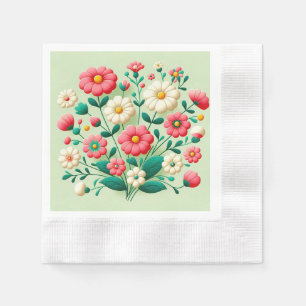 Vibrant cottage style flowers napkins