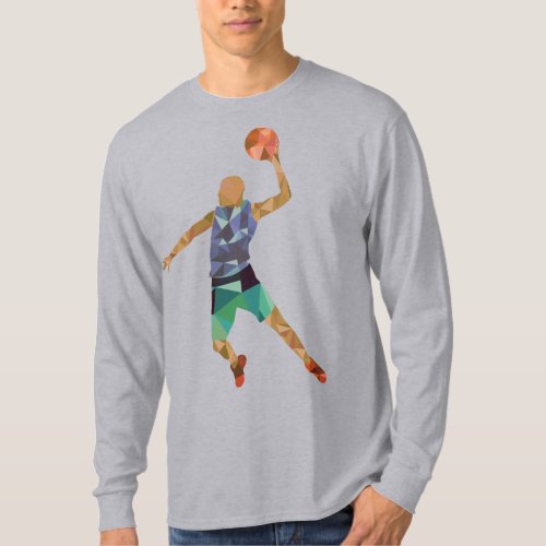 Vibrant Court Colorful Basketball Player T_Shirt