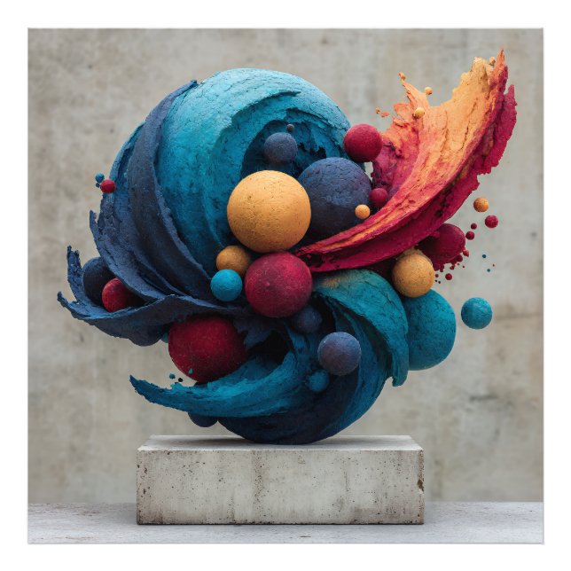 Vibrant Cracked Sphere Explosive Color Sculpture Photo Print (Front)