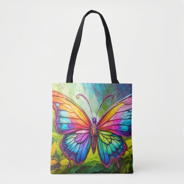 Vibrant Creative Butterfly Art Tote Bag (Front)