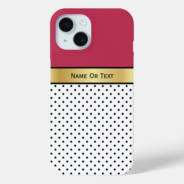 Vibrant Crimson Spotted Gold Band: Chic Ruby Red Case-Mate iPhone Case (Back)
