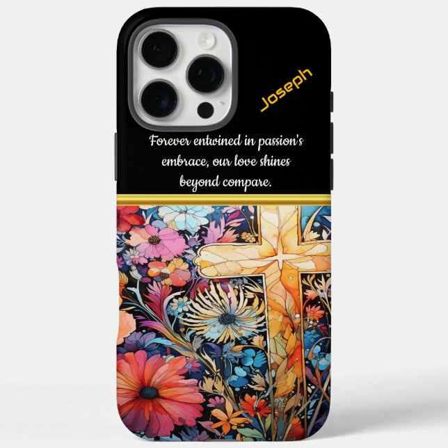 Vibrant Cross With Blooming Flowers Case-Mate iPhone Case (Back)