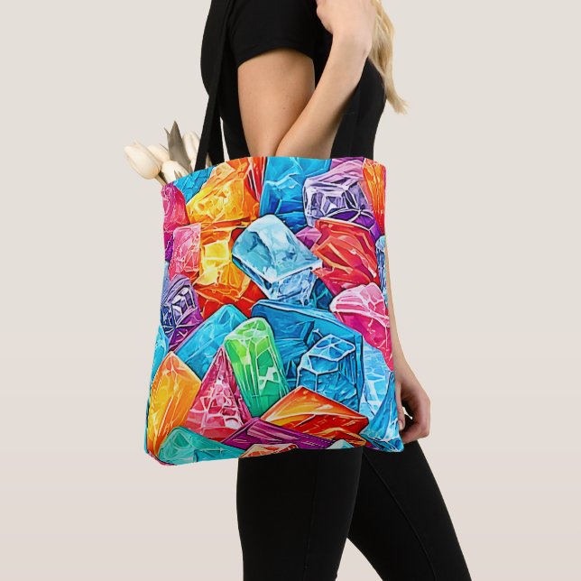 Vibrant Crystal Cluster Art Tote Bag (Close Up)