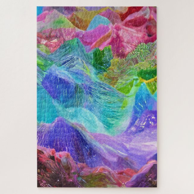 Vibrant Crystal Mountain Abstract  Jigsaw Puzzle (Vertical)