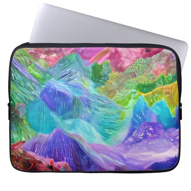 Vibrant Crystal Mountain Abstract  Laptop Sleeve (Front)