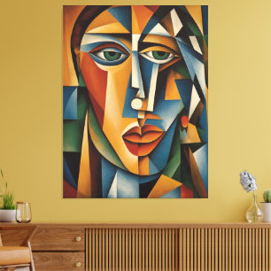 Vibrant Cubism Female Portrait Picasso Braque Canvas Print