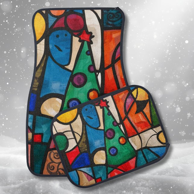  Vibrant Cubist Holiday Car Floor Mat (Creator Uploaded)