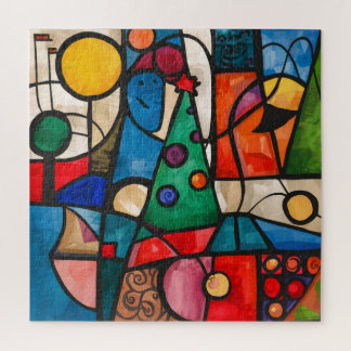 Vibrant Cubist Holiday Jigsaw Puzzle