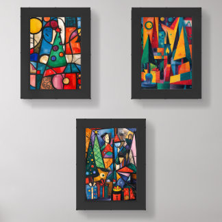  Vibrant Cubist Holiday Wall Art Sets