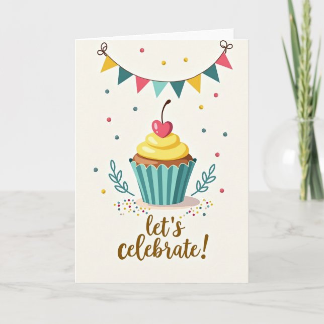 Vibrant Cupcake Birthday Card (Front)