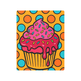 Vibrant Cupcake Metal Wall Art | Colorful Pop Art