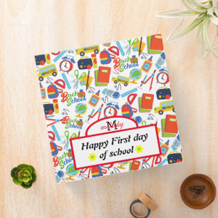Vibrant Customizable Back to School Pattern 3 Ring Binder