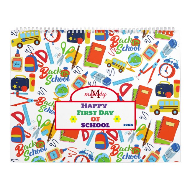 Vibrant Customizable Back to School Pattern Calendar (Cover)