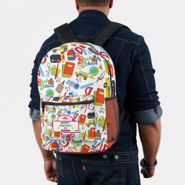 Vibrant Customizable Back to School Pattern Printed Backpack (Insitu (Model))