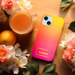 Vibrant Customizable Ombre Pink Yellow and Orange iPhone 15 Case