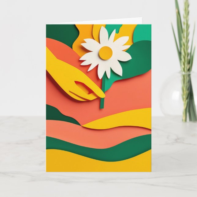 Vibrant Cut-Paper Garden Offering Card (Front)