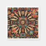 Vibrant Cyan "Aztec Dream" Cocktail Paper Napkins