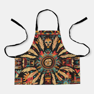 Vibrant Cyan "Aztec Dream" Petite Kitchen Apron