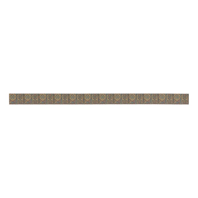 Vibrant Cyan "Centuries-Old Geometric Elegance" Gr Grosgrain Ribbon (Front)