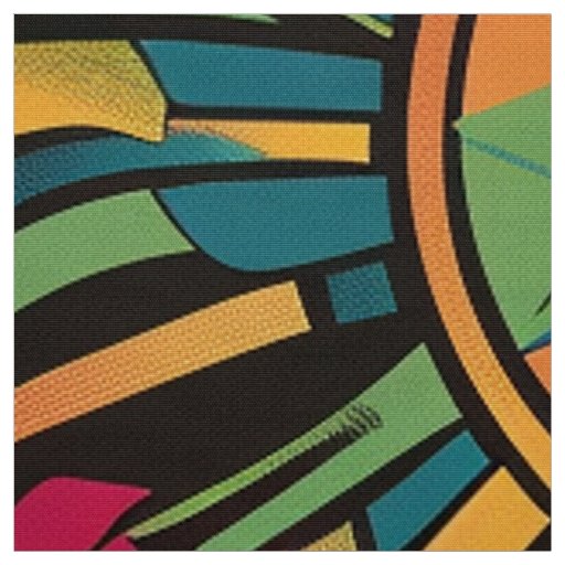 Vibrant Cyan "Eclipsed Suns and Pyramids" Polyeste Fabric