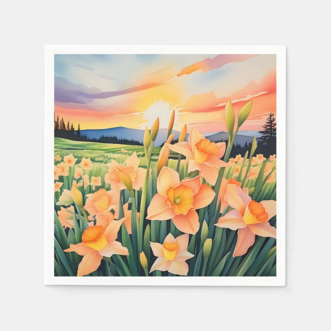 Vibrant Daffodil Meadow Napkins (Front)