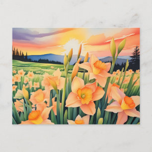Vibrant Daffodil Meadow Postcard