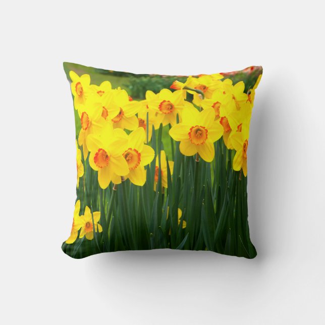 Vibrant Daffodil Throw Pillow (Front)